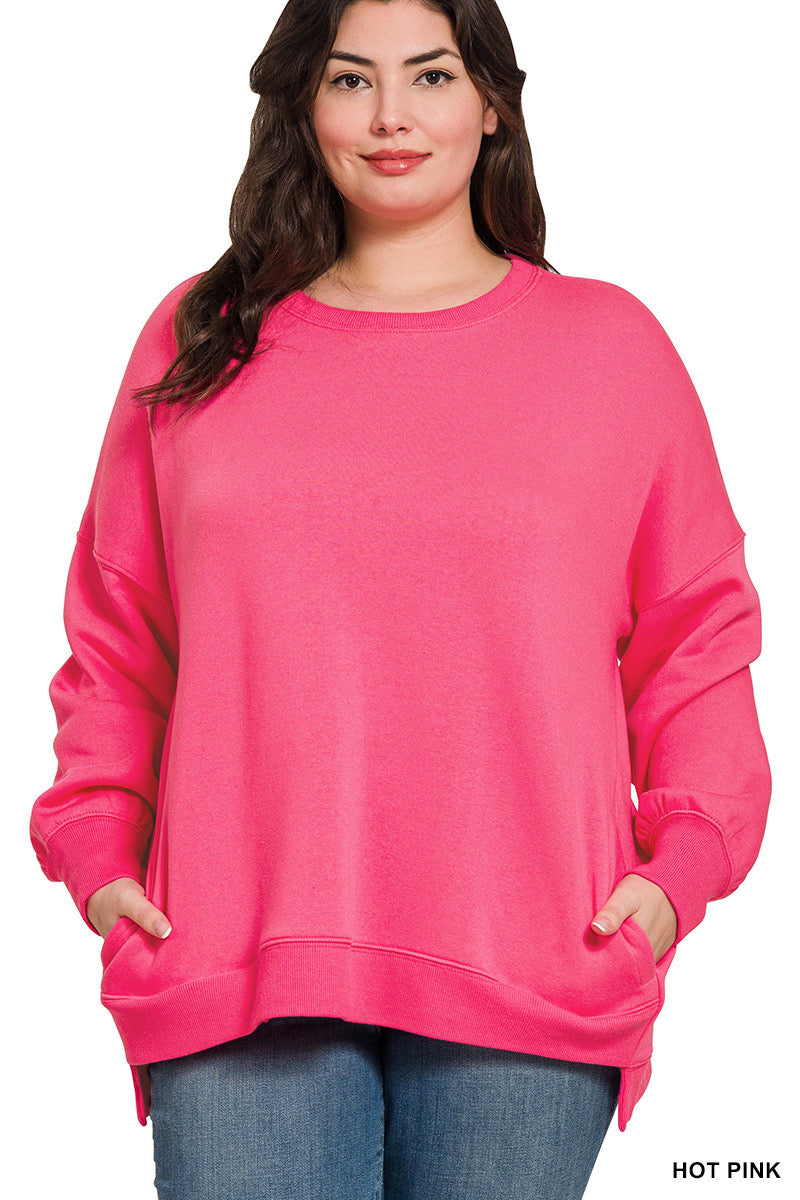 Women’s Plus “Ruth” Pullover- Hot Pink