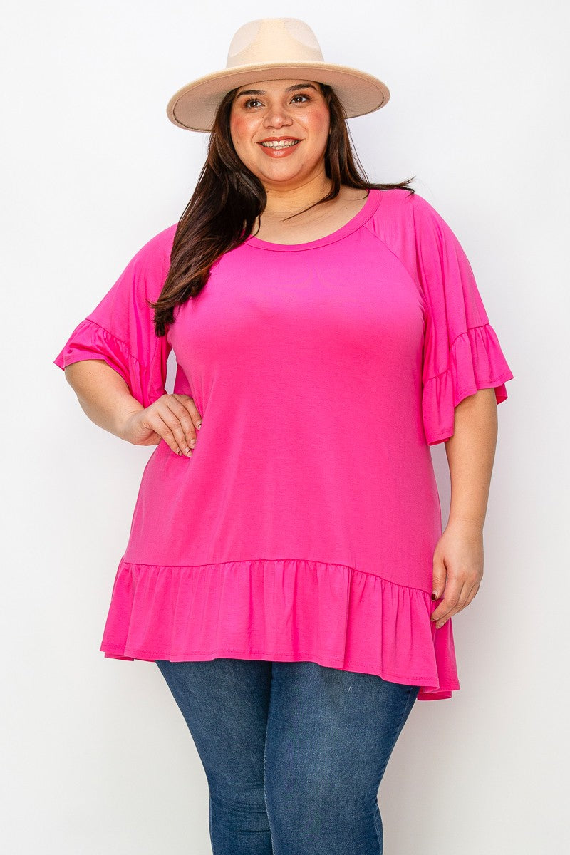 plusS Women Pink Top with Ruffles