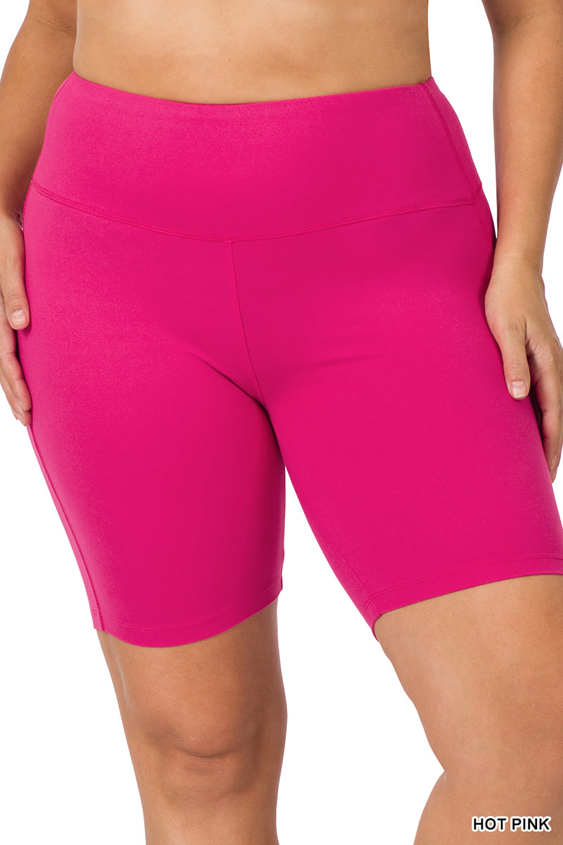 Women's Plus Bike Shorts- Hot Pink