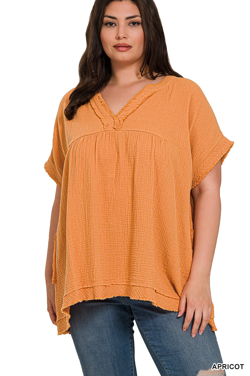 Women's Plus "June" Top- Apricot