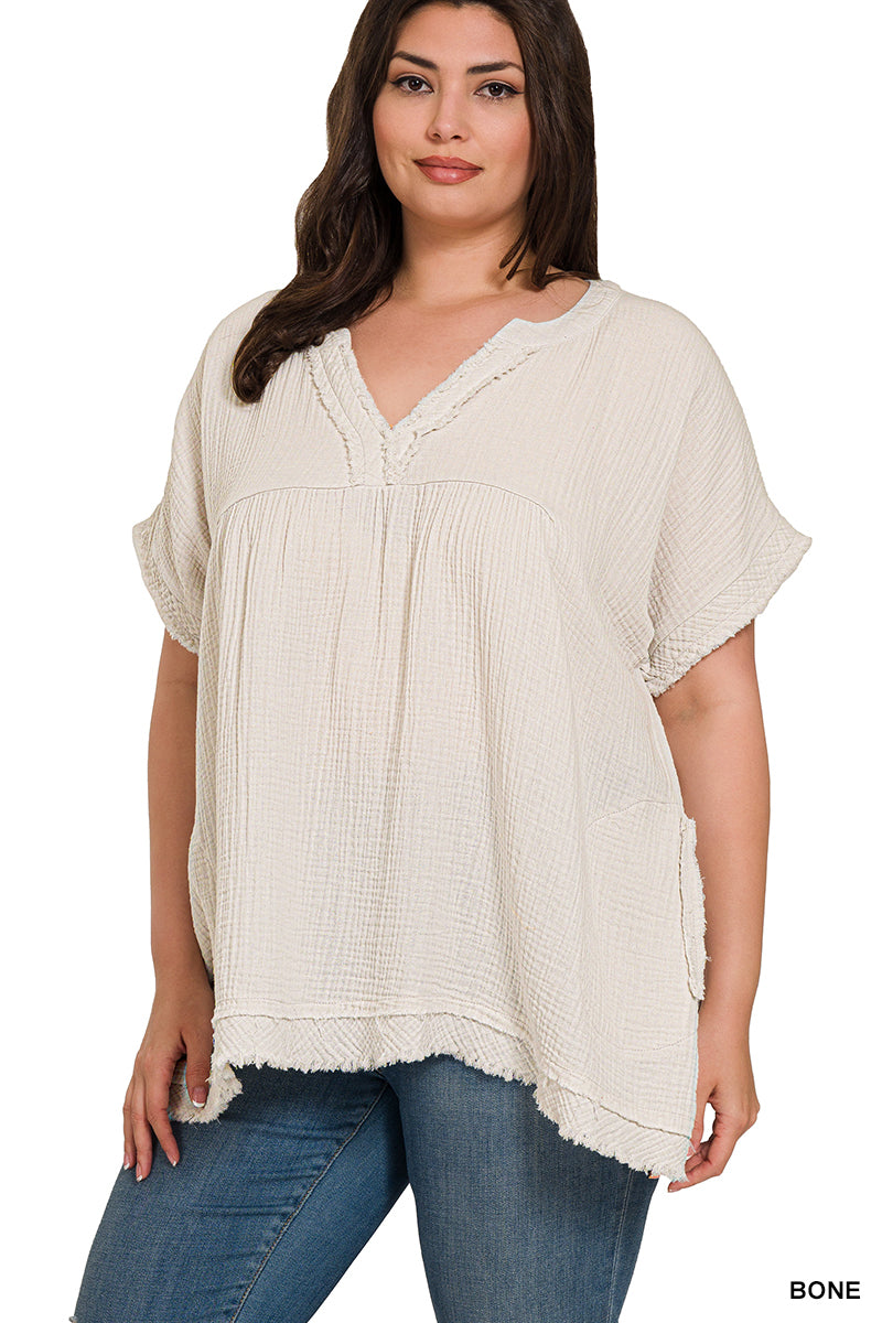 Women's Plus "June" Top- Bone