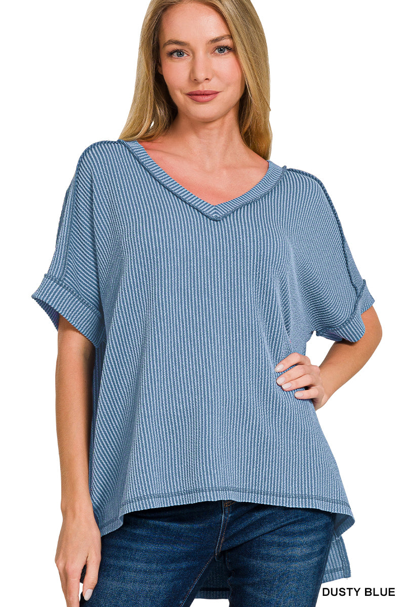 Women's "Amanda" Top- Dusty Blue