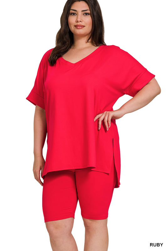 Women’s Plus Short Set- Ruby