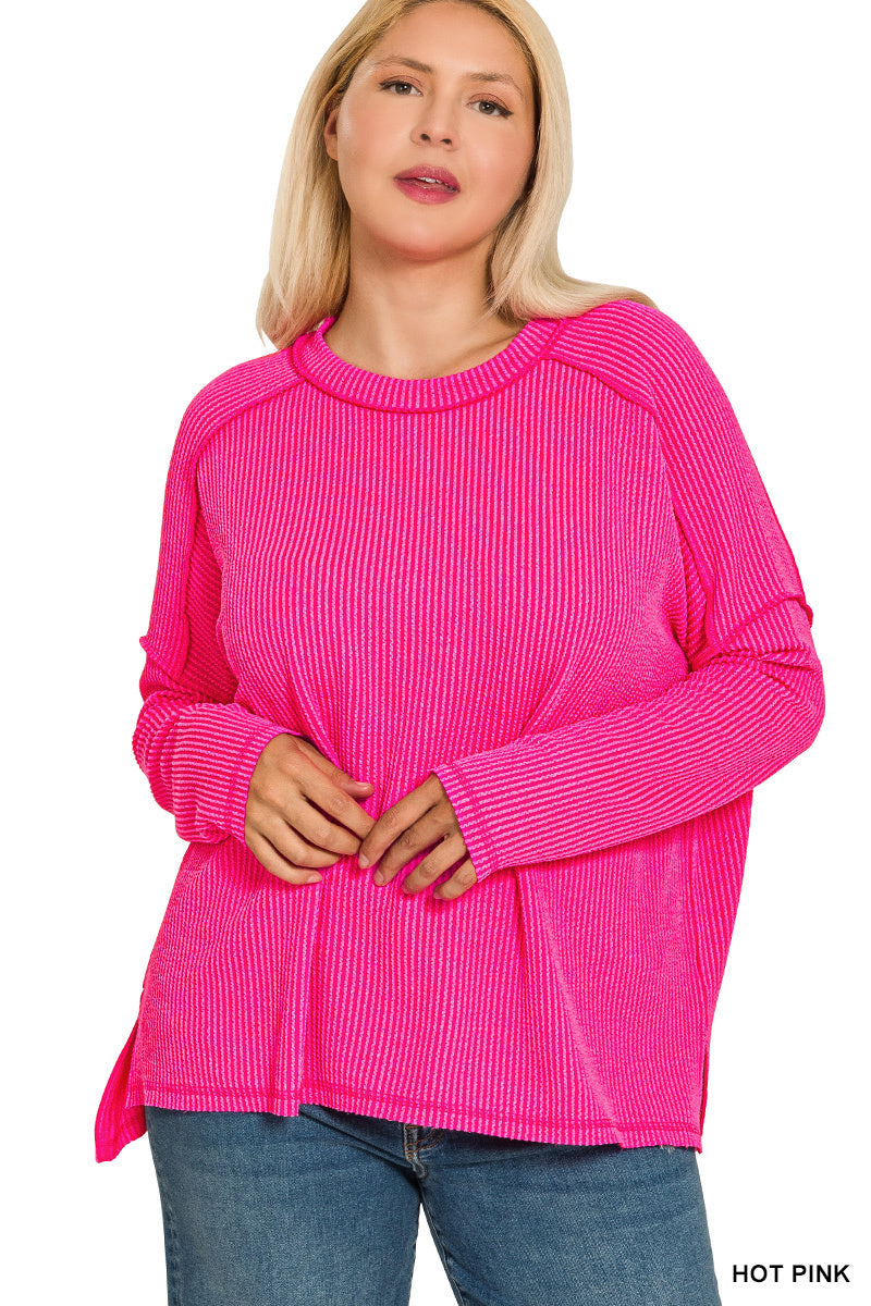 Women’s Plus “Callie” Top- Hot Pink