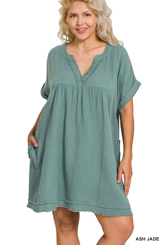 Women’s Plus “Tabitha” Dress- Jade