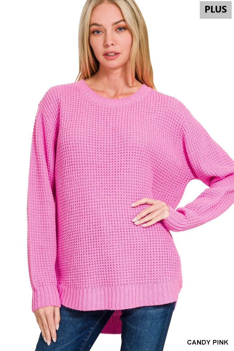 Women’s Plus “Tara” Sweater- Candy Pink