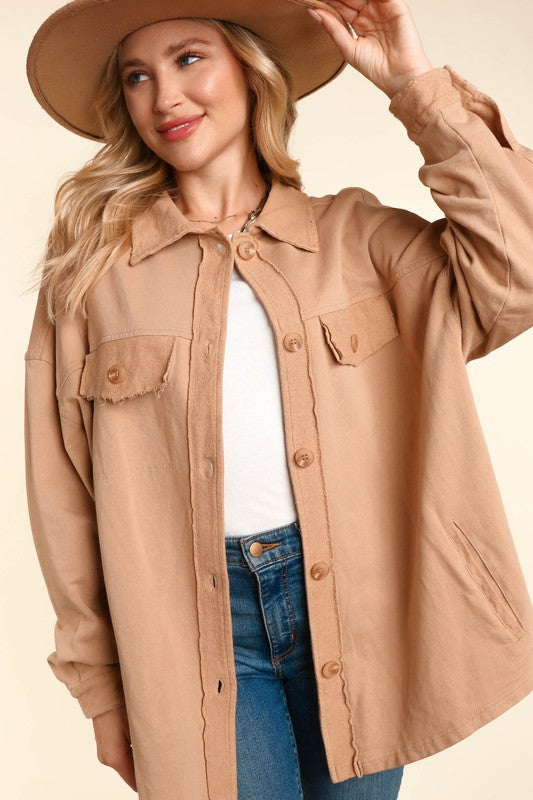 Women’s Plus Shacket-Tan