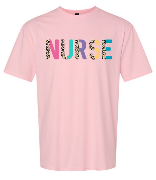 "Nurse Leopard Letters" Graphic Tee