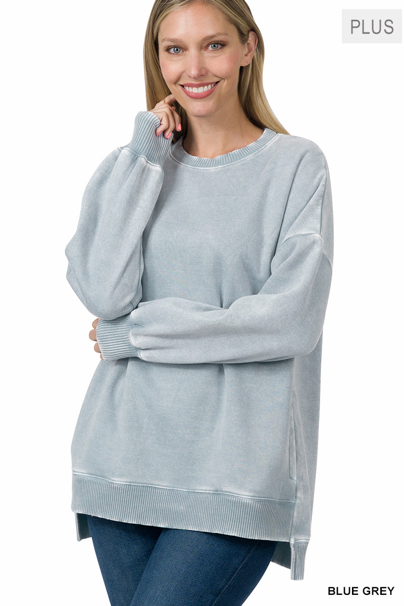 Women’s Plus “Kylie” Pullover-Blue Grey