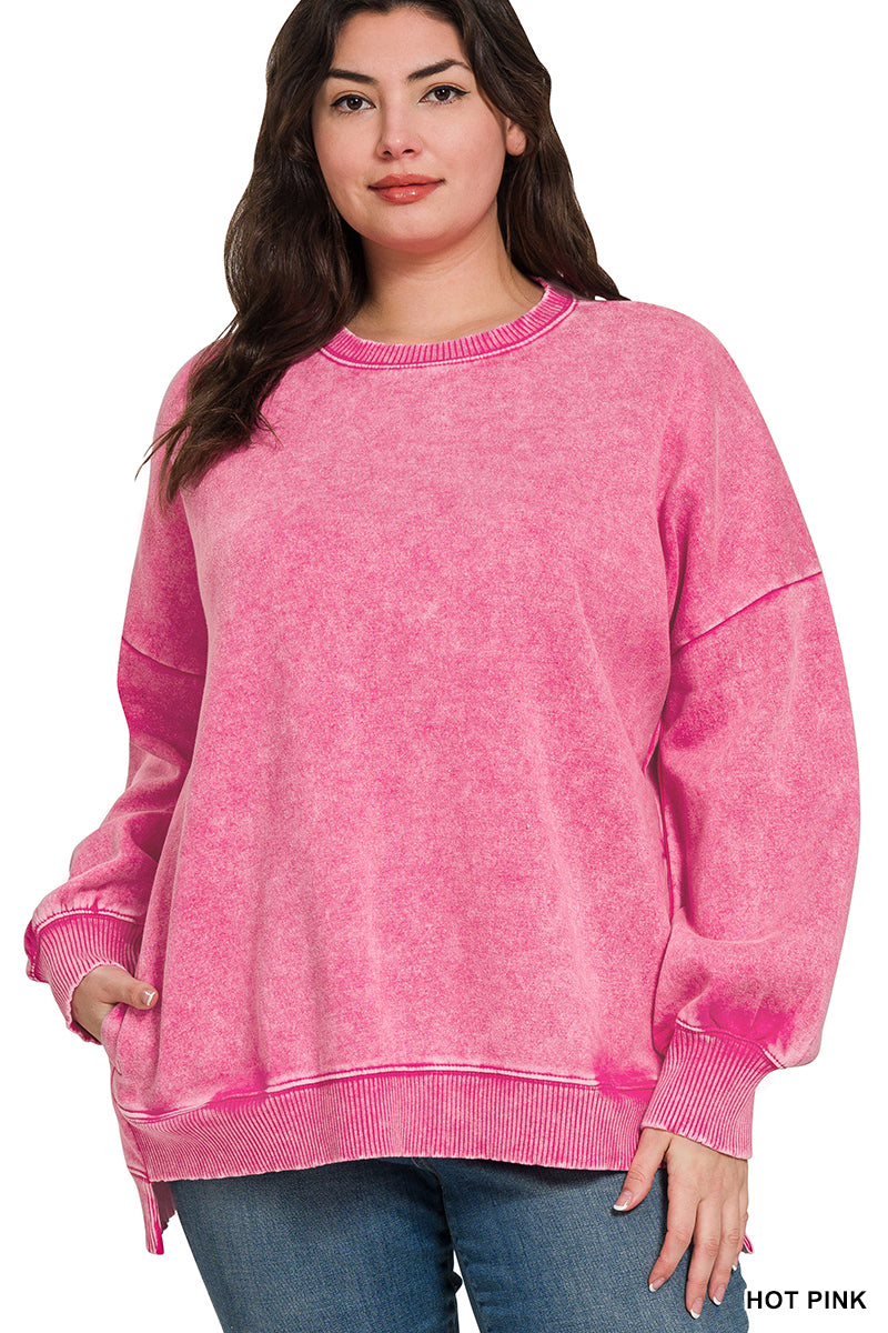 Women’s Plus “Paisley” Sweatshirt- Hot Pink