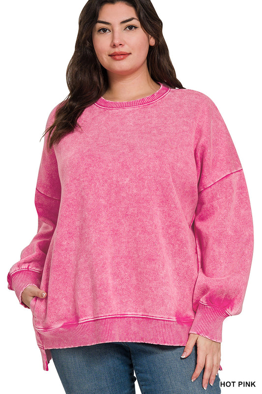 Women’s Plus “Paisley” Sweatshirt- Hot Pink
