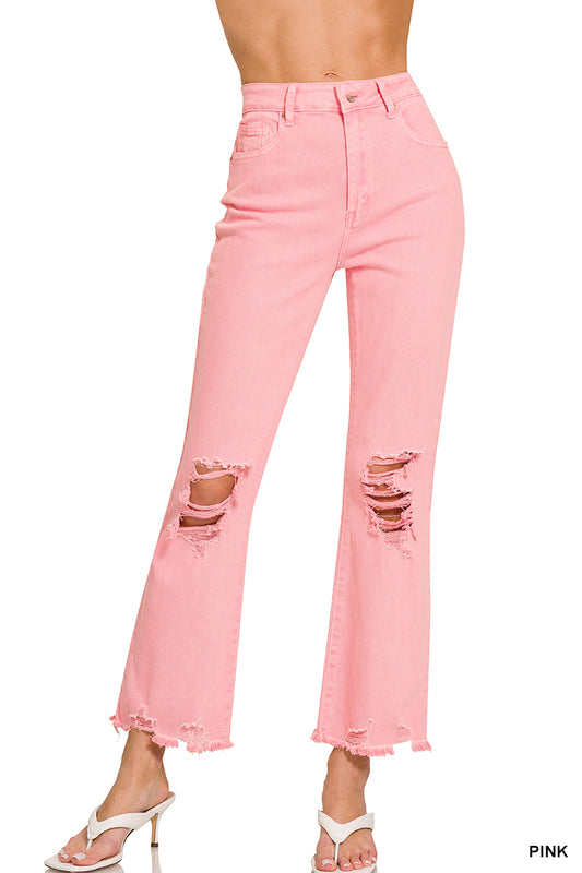 Distressed Jeans- Light Pink