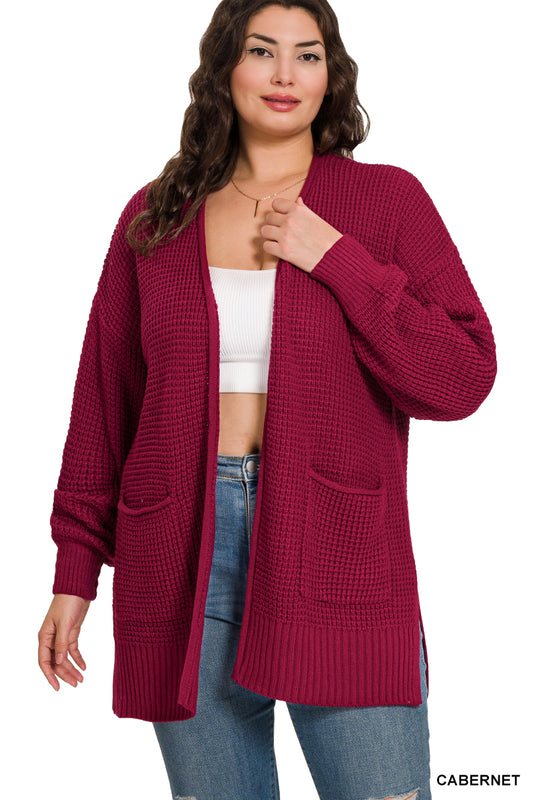 Women’s Plus Cardigan-Cabernet