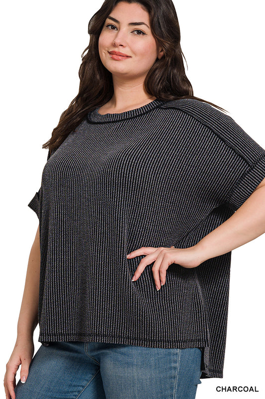 Women’s Plus “Halle” Top- Charcoal