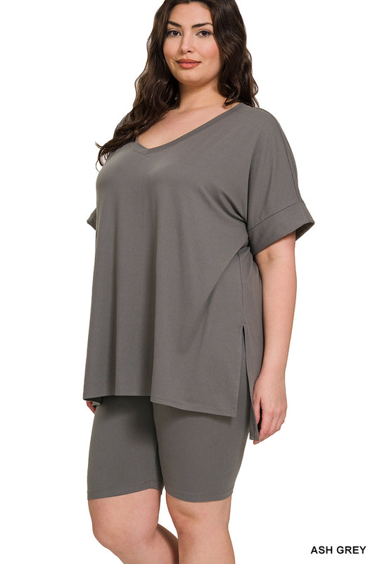 Women’s Plus Short Set- Charcoal
