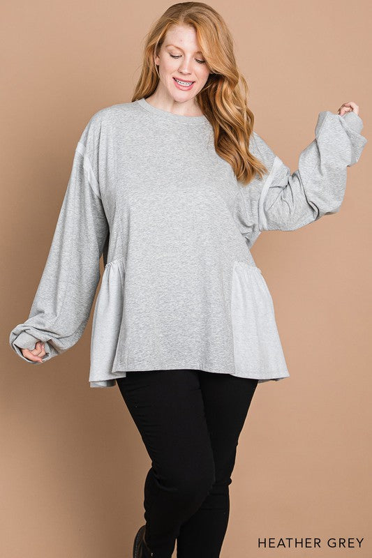 Women’s Plus “Leigh” Top- Grey