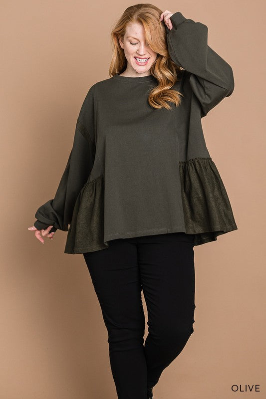 Women’s Plus “Leigh” Top- Olive