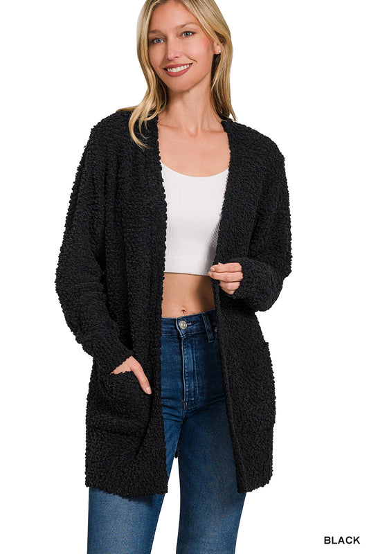 Women’s Popcorn Cardigan- Black