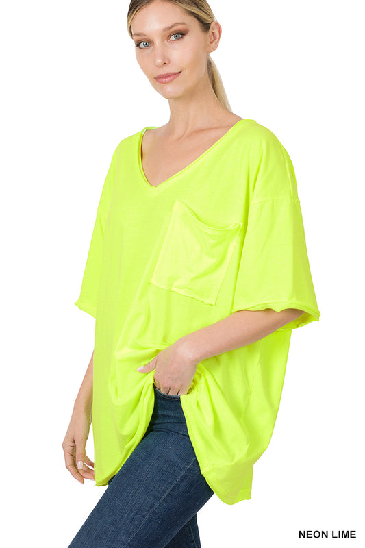 Women's "Summer" Oversized Tee- Neon Lime